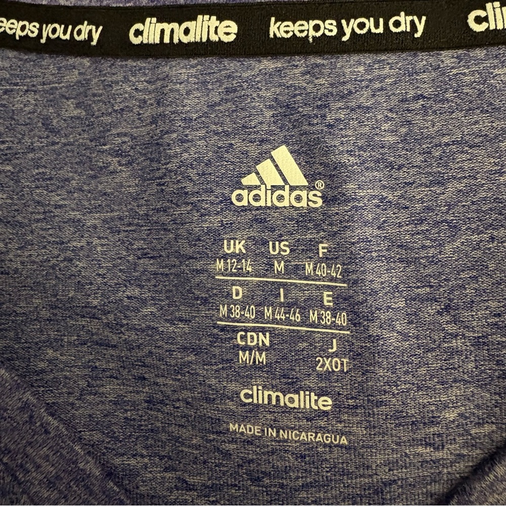 Adidas Women’s Activewear V Neck Shirt Heathered Purple Medium Polyester - Picture 4 of 5